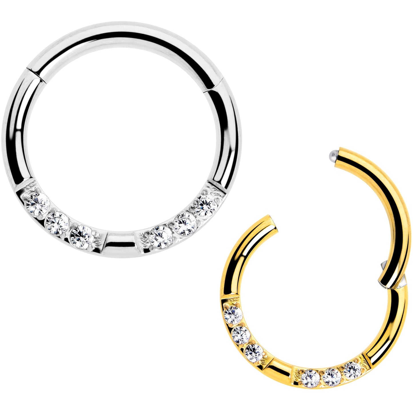 16G 5/16 CZ Gem Forward Facing Hinged Segment Ring