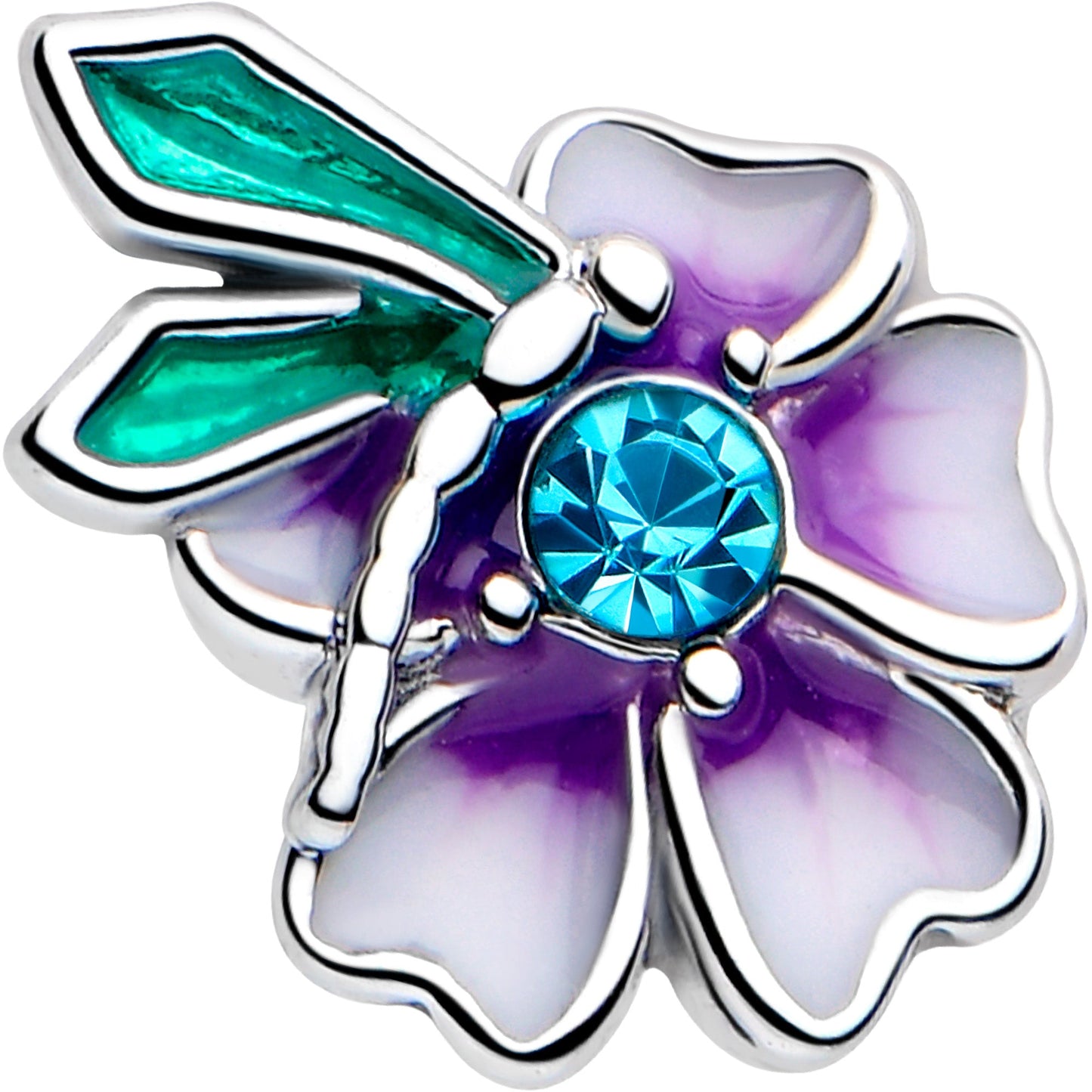 20G 7mm Blue Gem Faerie Flower Purple L Shape Nose Ring BodyCandy