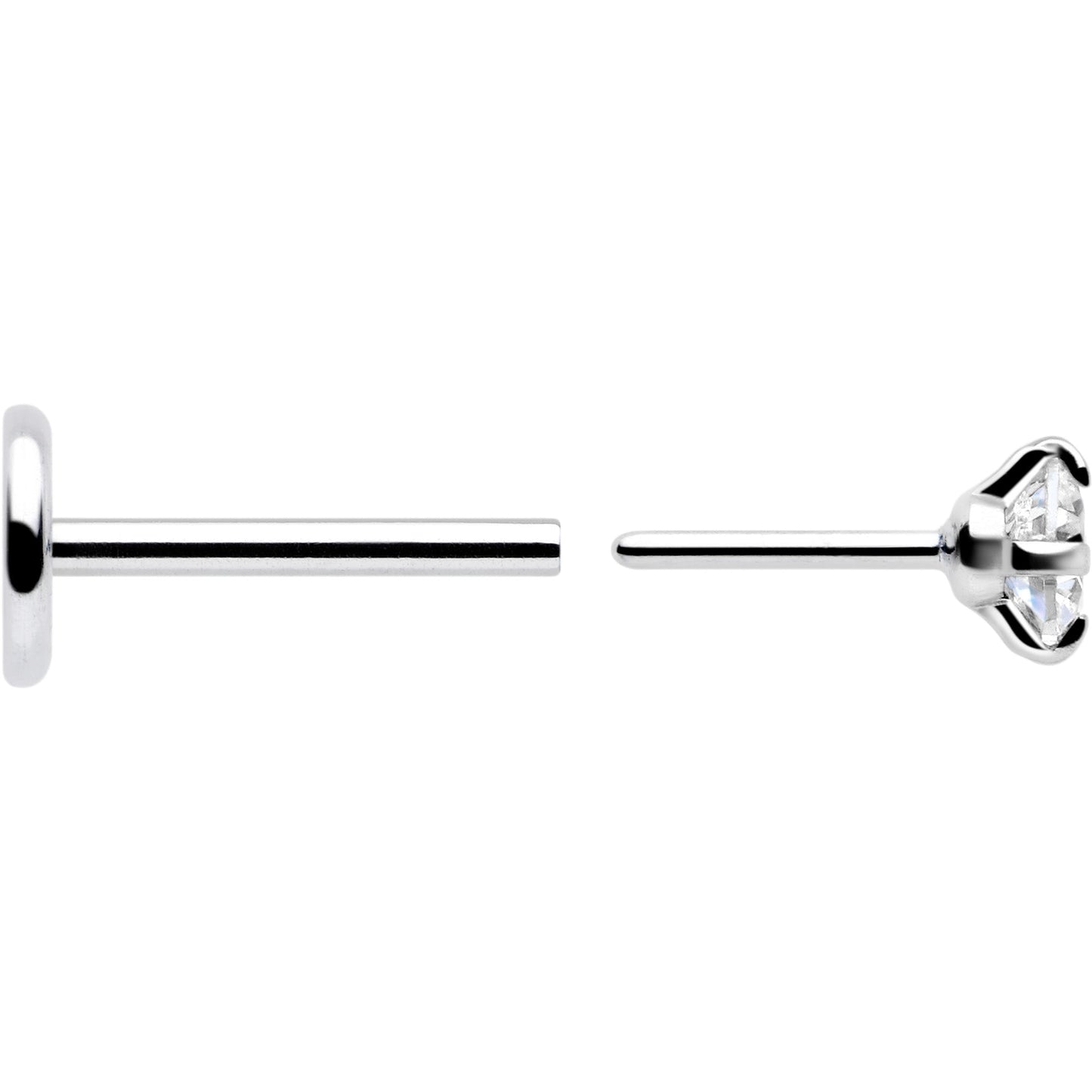 2.5mm Gem Flat Back Earring Threadless Push In Stud 20G
