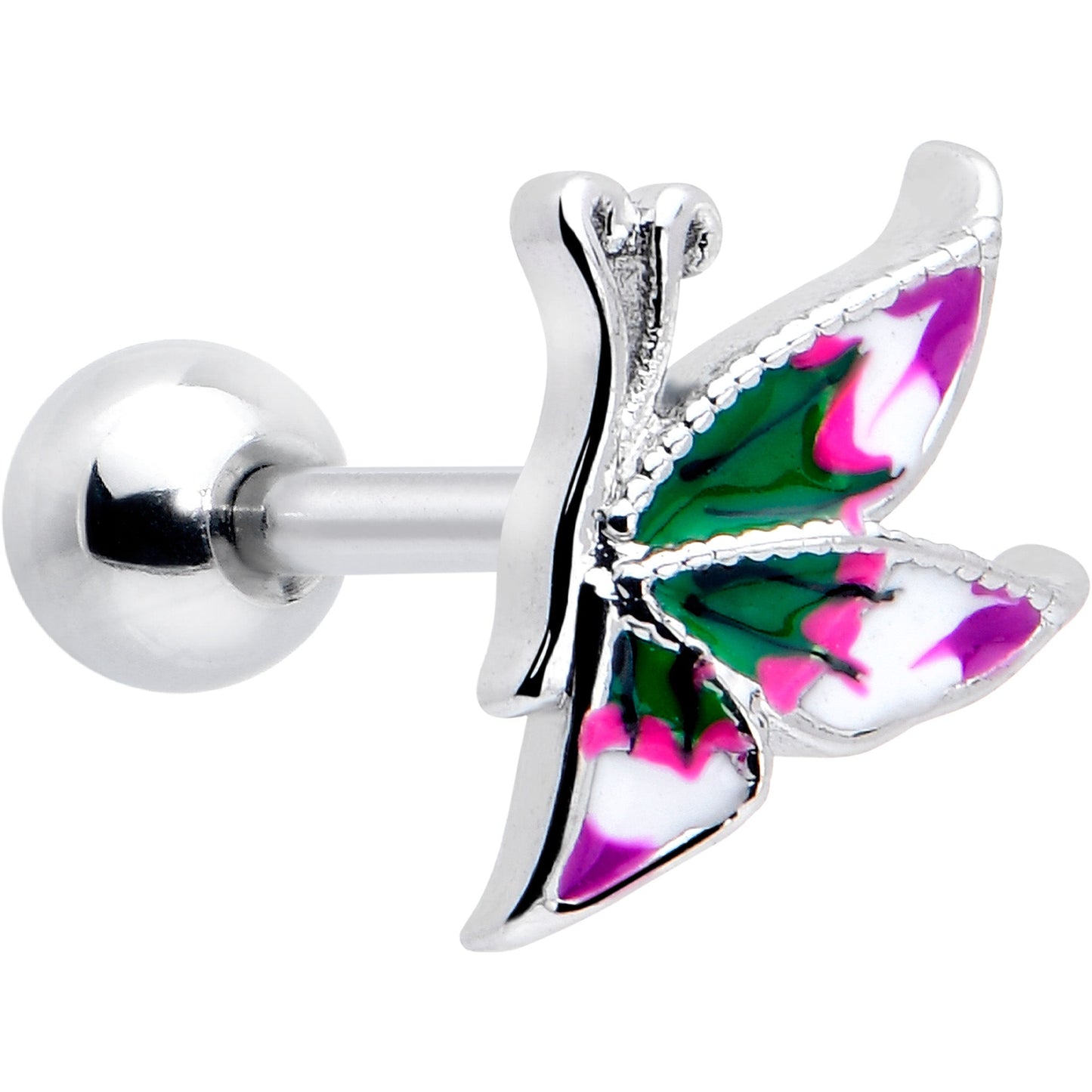 16G 1/4 Profile Butterfly Cartilage Tragus Earring BodyCandy