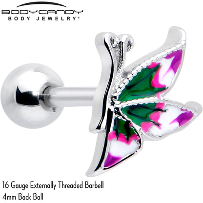 16G 1/4 Profile Butterfly Cartilage Tragus Earring BodyCandy