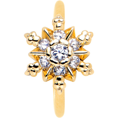 20G 5/16 Clear CZ Gem Gold Tone Glam Snowflake Nose Hoop