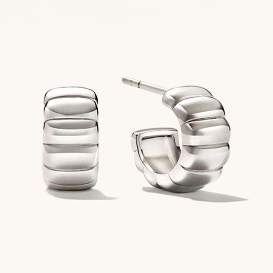 18K Gold-plated, Solid Sterling Silver C-shaped Hoop Earrings
