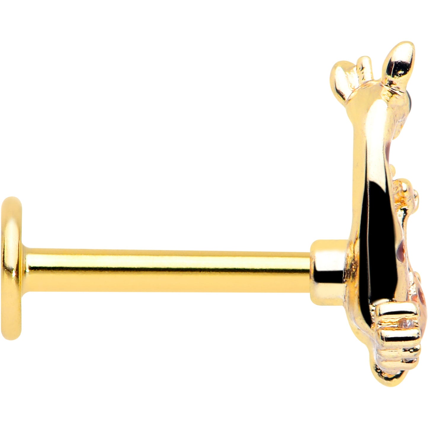 16G 5/16 Clear CZ Gem Gold Tone Mom Baby Giraffe Flatback Stud BodyCandy