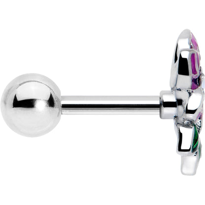 16G 1/4 Clear CZ Gem Flower Purple Cartilage Tragus Earring BodyCandy