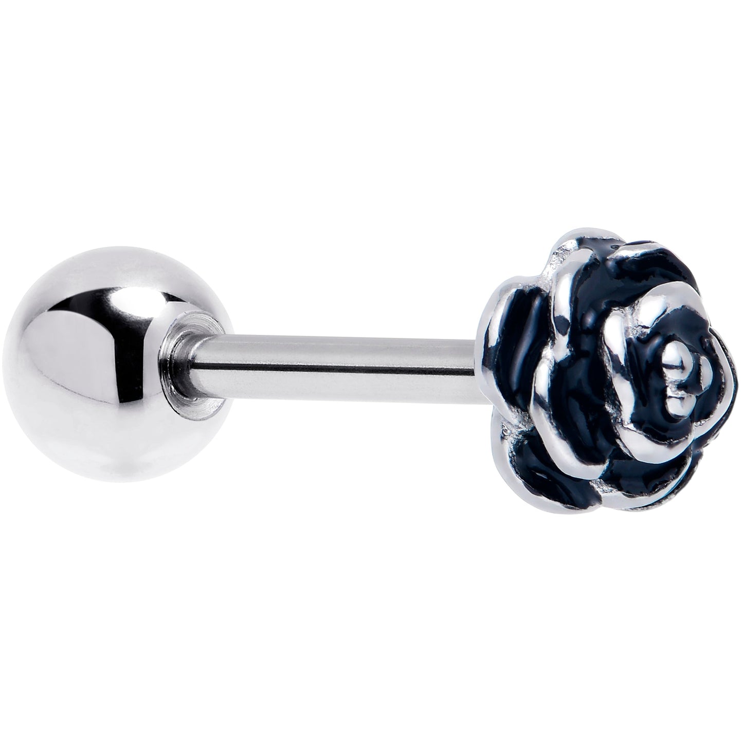 Retro Flower Rose Barbell Tongue Ring BodyCandy