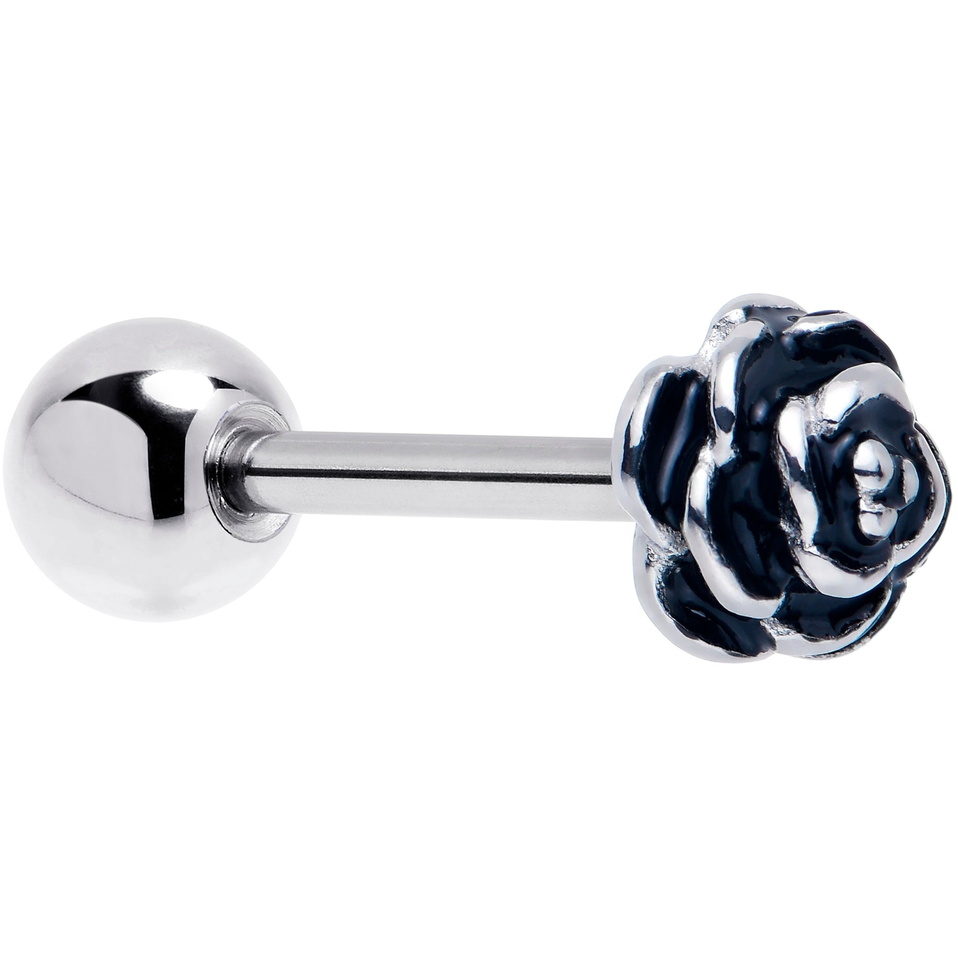 Retro Flower Rose Barbell Tongue Ring BodyCandy