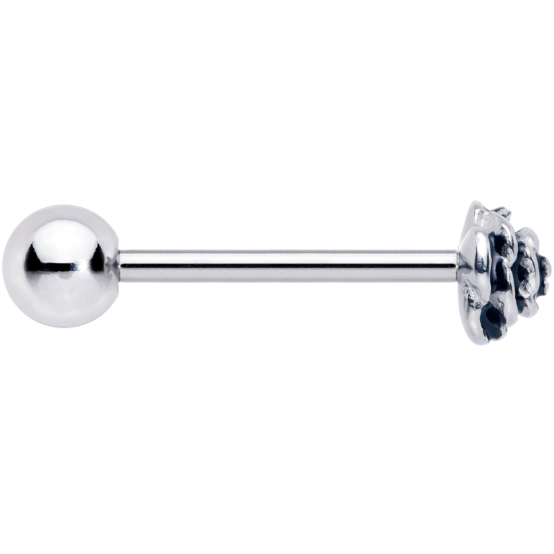 Retro Flower Rose Barbell Tongue Ring BodyCandy
