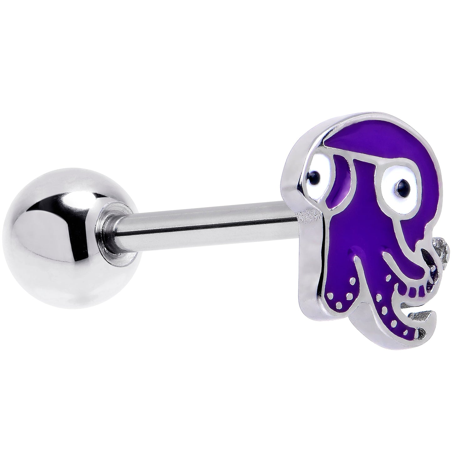 Purple Octopus Barbell Tongue Ring BodyCandy