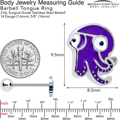 Purple Octopus Barbell Tongue Ring BodyCandy