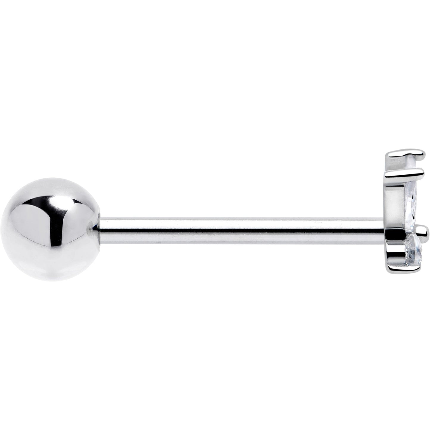 Clear CZ Gem Open Wing Butterfly Barbell Tongue Ring BodyCandy