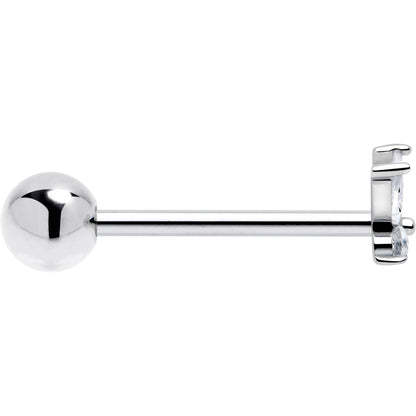 Clear CZ Gem Open Wing Butterfly Barbell Tongue Ring BodyCandy
