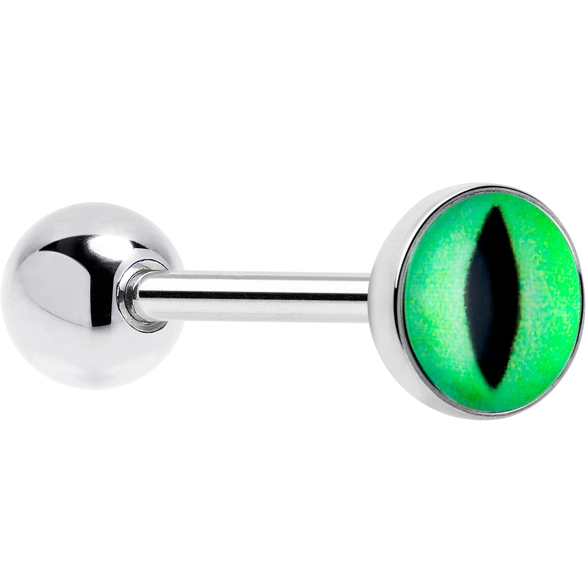Kitty Green Eye UV Reactive Barbell Tongue Ring BodyCandy