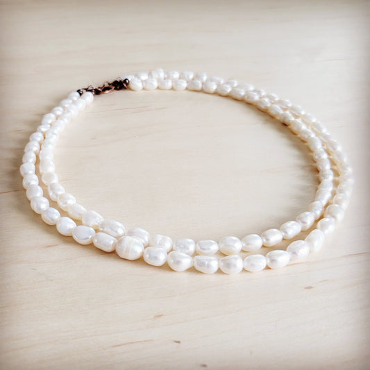 **Genuine Freshwater Pearl Double Strand Necklace 263y