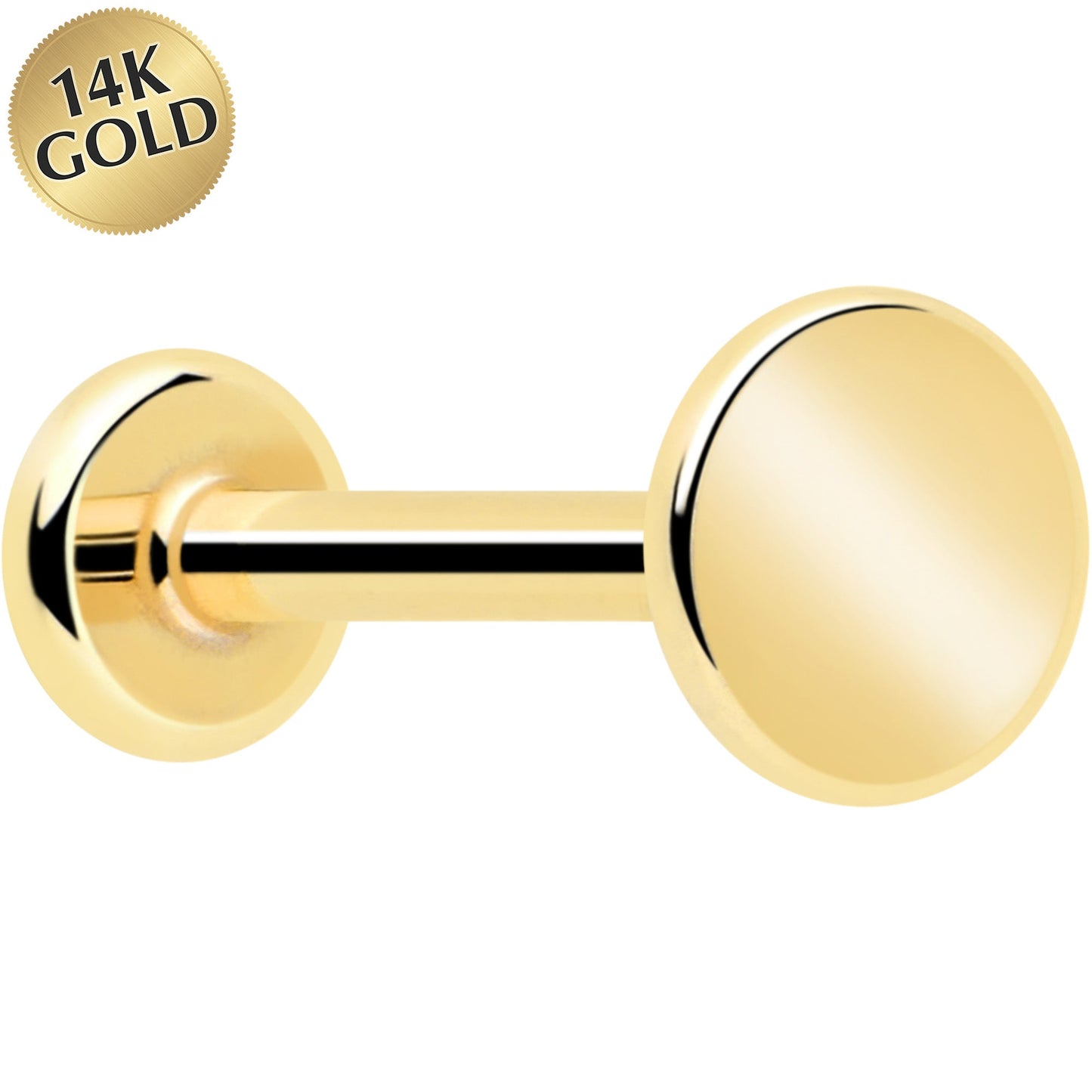14k Solid Yellow Gold 3mm Disc Threadless Push In Flat Back Stud BodyCandy