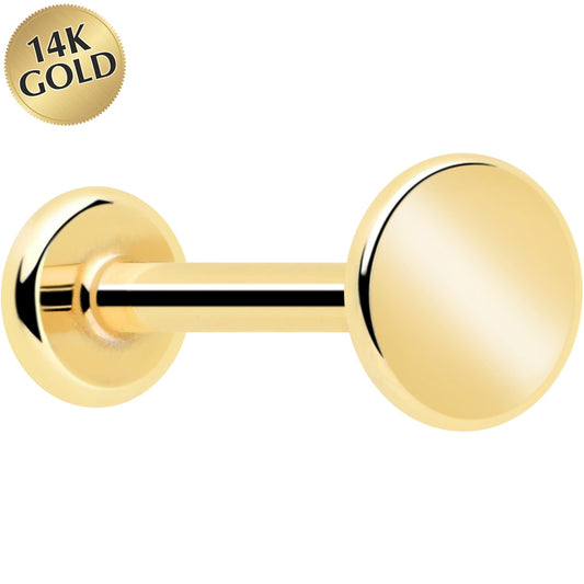 14k Solid Yellow Gold 3mm Disc Threadless Push In Flat Back Stud BodyCandy