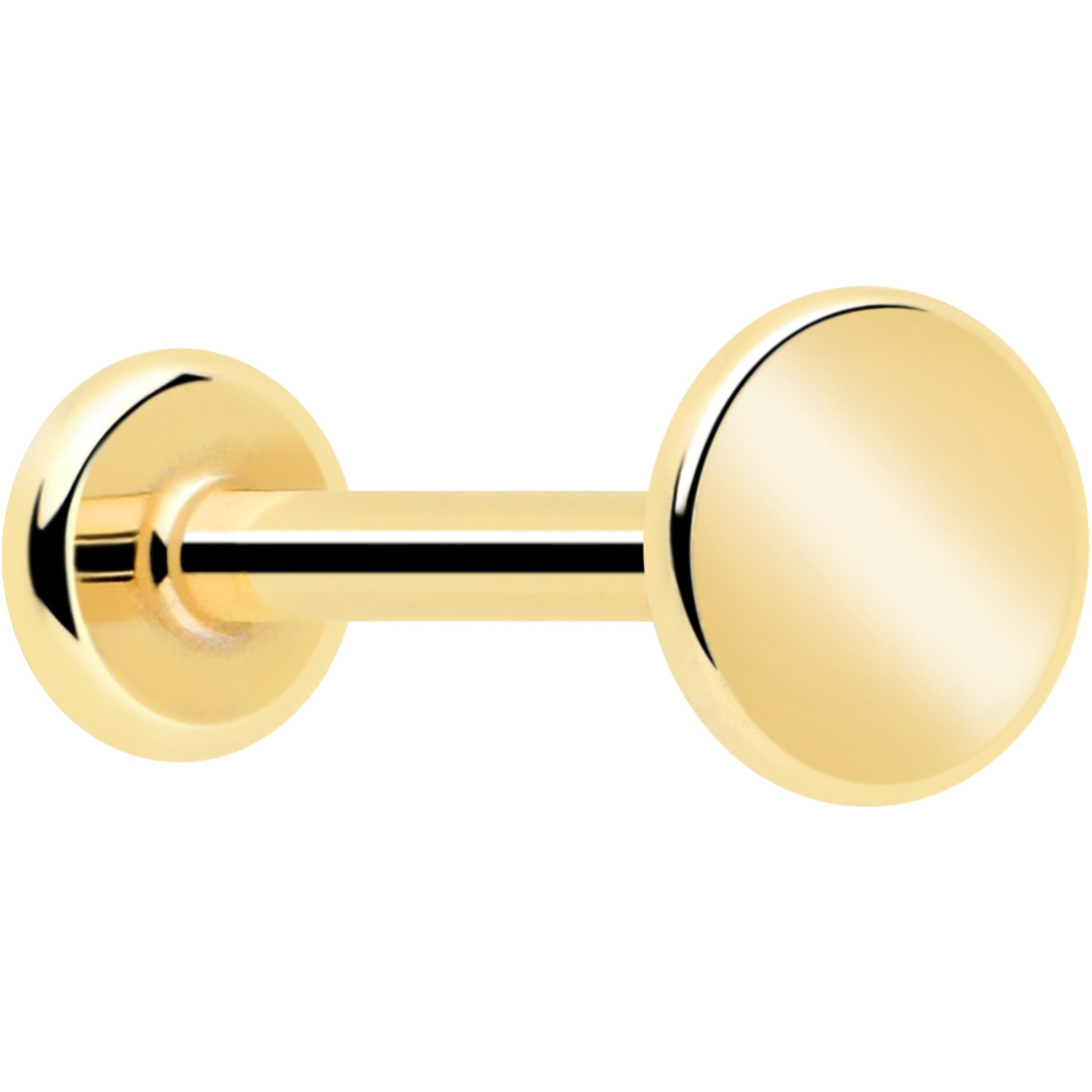 14k Solid Yellow Gold 3mm Disc Threadless Push In Flat Back Stud BodyCandy