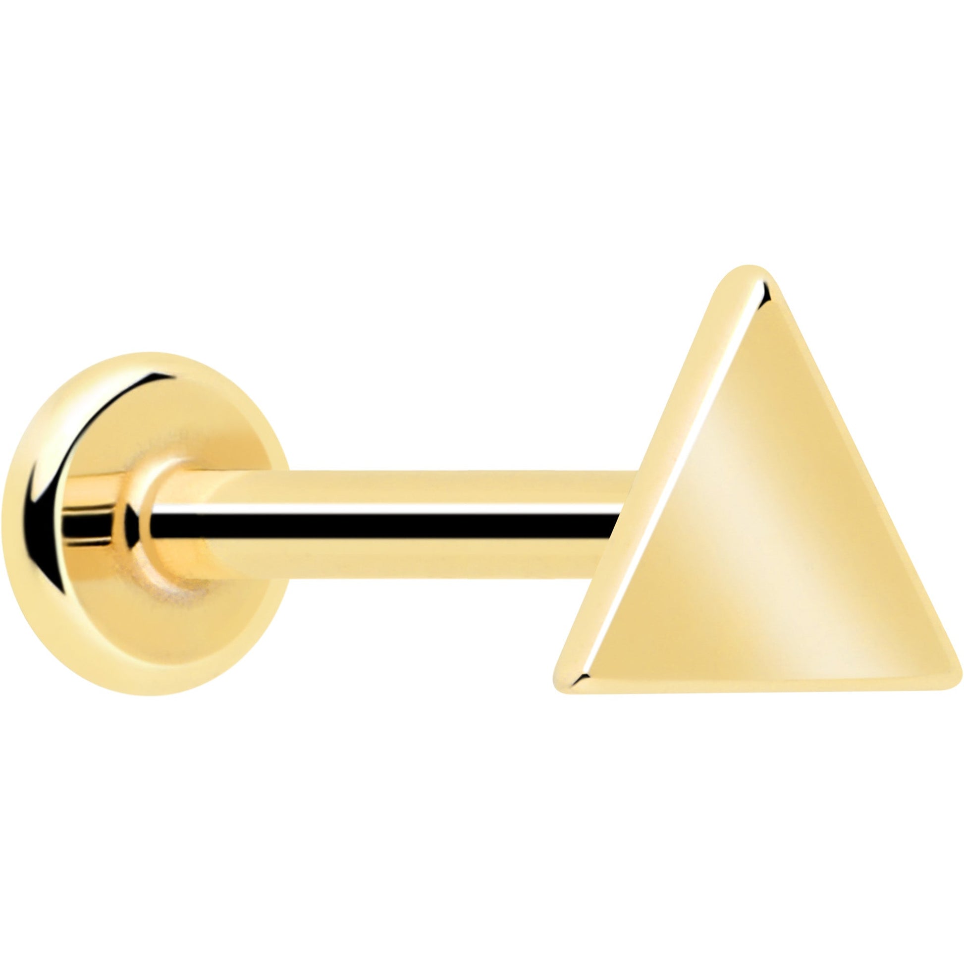 14k Solid Yellow Gold 3mm Triangle Threadless Push In Flat Back Stud BodyCandy