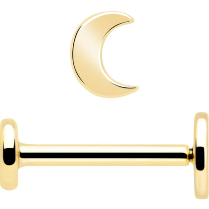 14k Solid Yellow Gold 3mm Moon Threadless Push In Flat Back Stud BodyCandy
