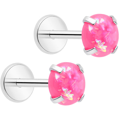 4mm Synthetic Opal Threadless Flat Back Earrings BodyCandy