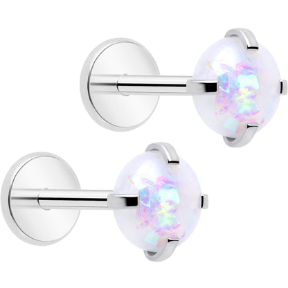 4mm Synthetic Opal Threadless Flat Back Earrings BodyCandy