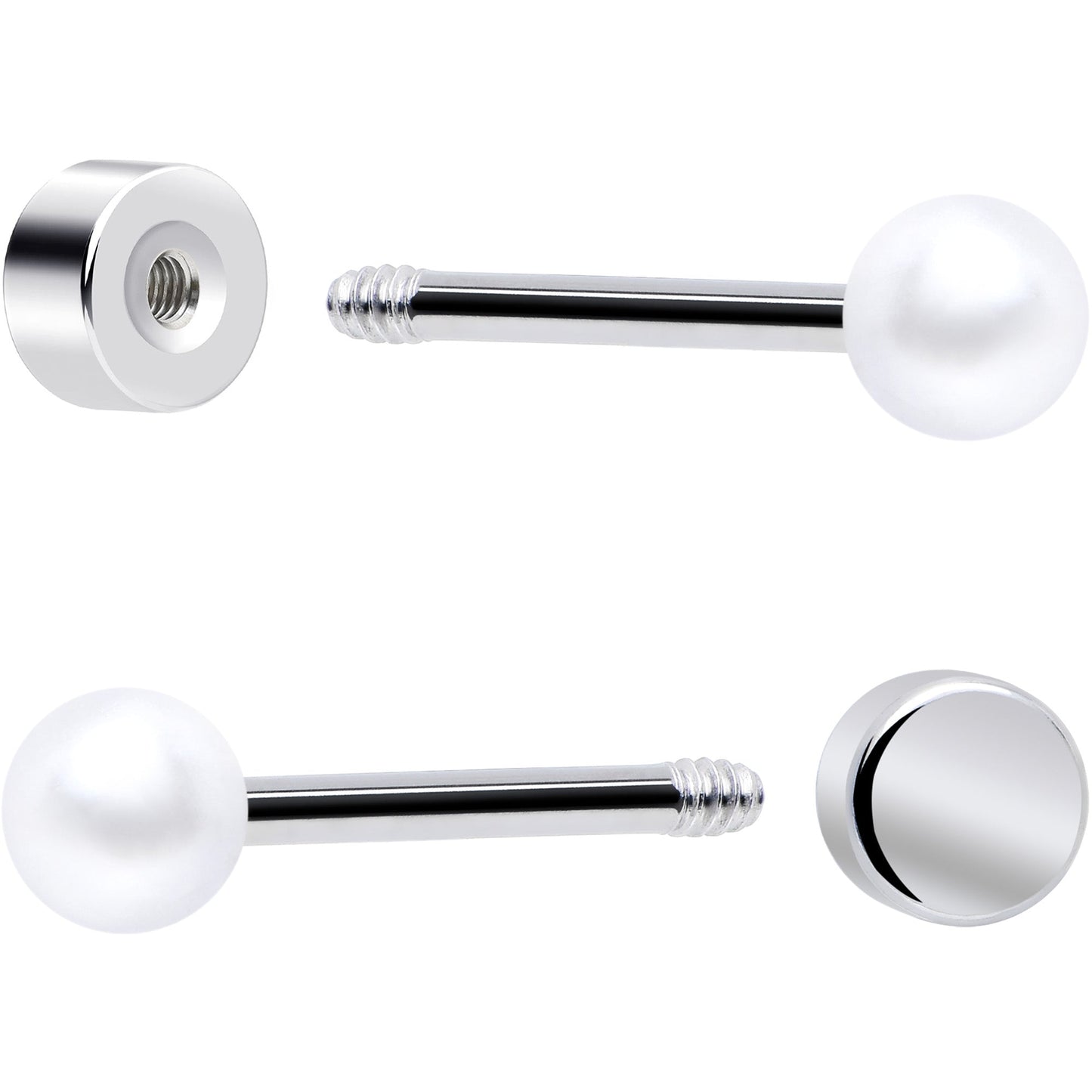 20G Clear Gem White Orb Flatback Earring Set of 6 BodyCandy