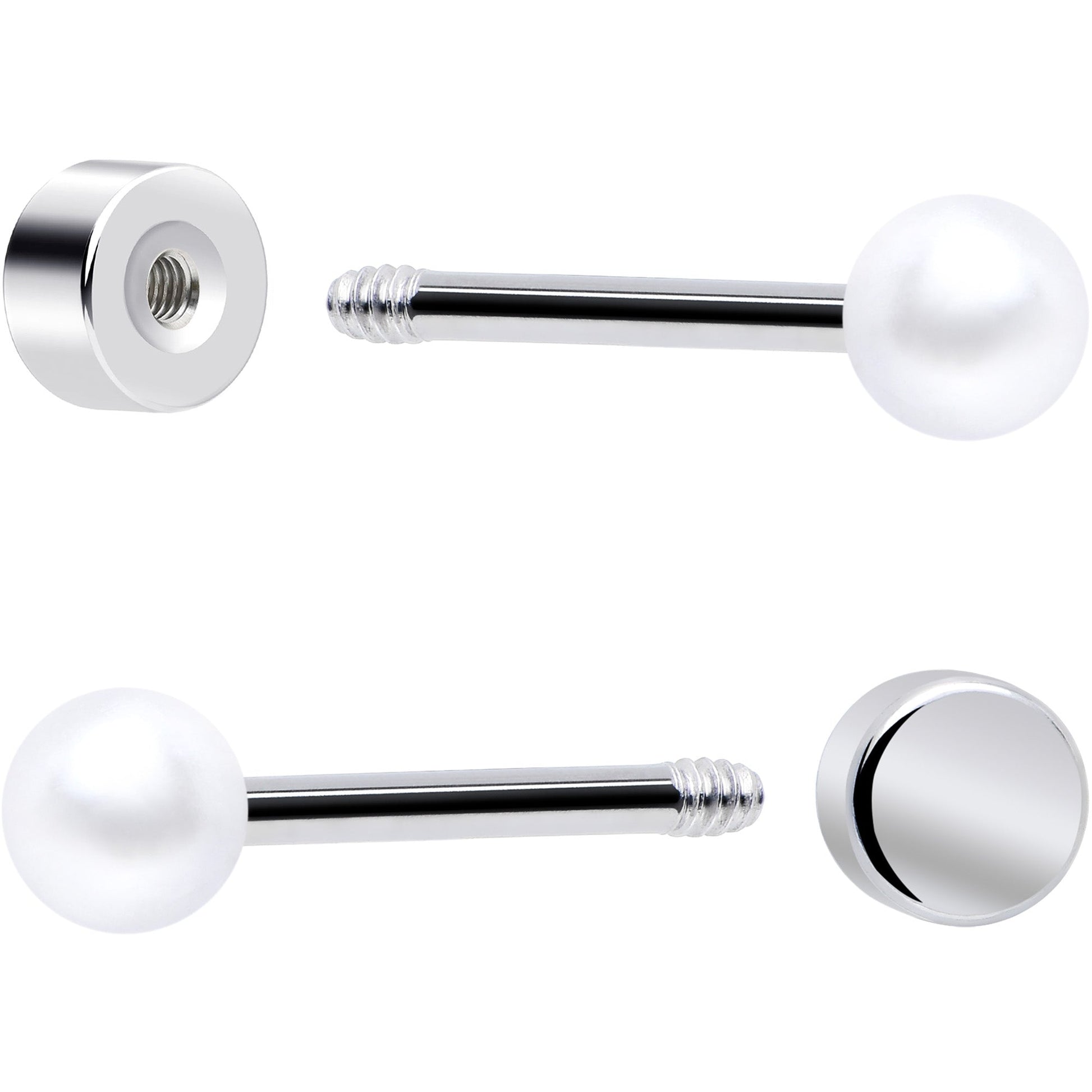 20G Clear Gem White Orb Flatback Earring Set of 6 BodyCandy