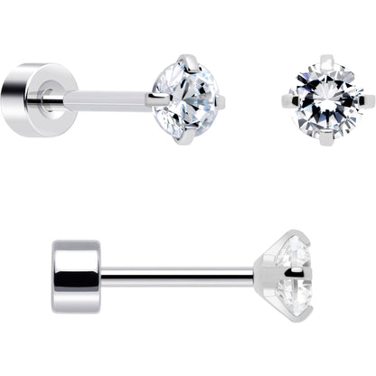 20G Clear Gem White Orb Flatback Earring Set of 6 BodyCandy