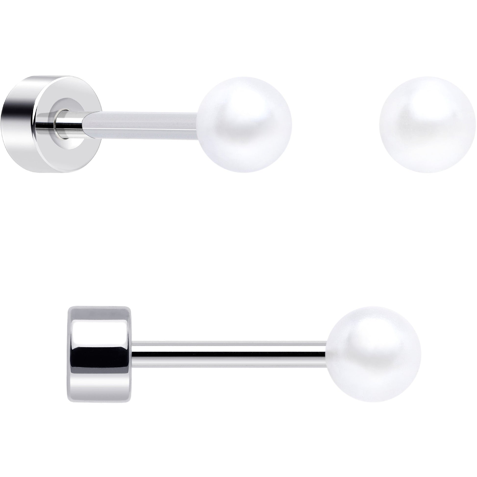 20G Clear Gem White Orb Flatback Earring Set of 6 BodyCandy