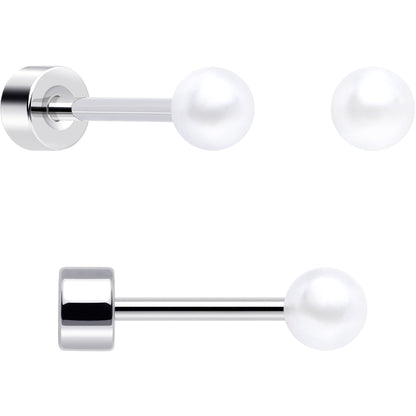 20G Clear Gem White Orb Flatback Earring Set of 6 BodyCandy