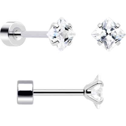 20G Clear Gem White Orb Flatback Earring Set of 6 BodyCandy
