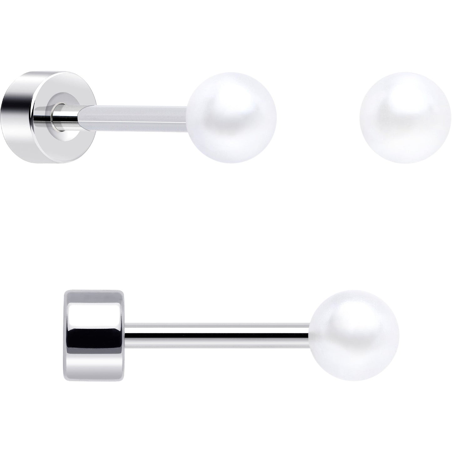 20G Aurora Gem White Orb Butterfly Flatback Earring Set of 6 BodyCandy