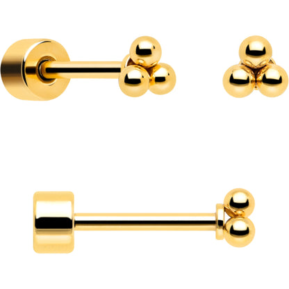 20G Clear Gem Gold Tone Ball Chain Dangle Flatback Earring Set of 6 BodyCandy