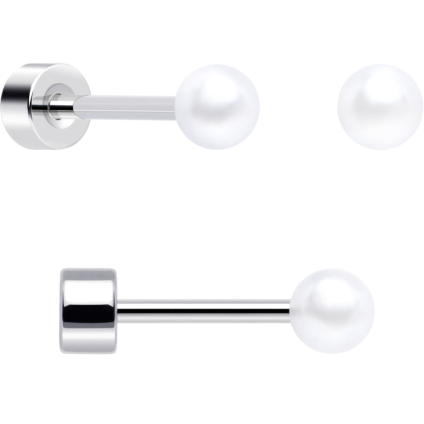 20G Clear Gem White Orb Butterfly Flatback Earring Set of 6 BodyCandy