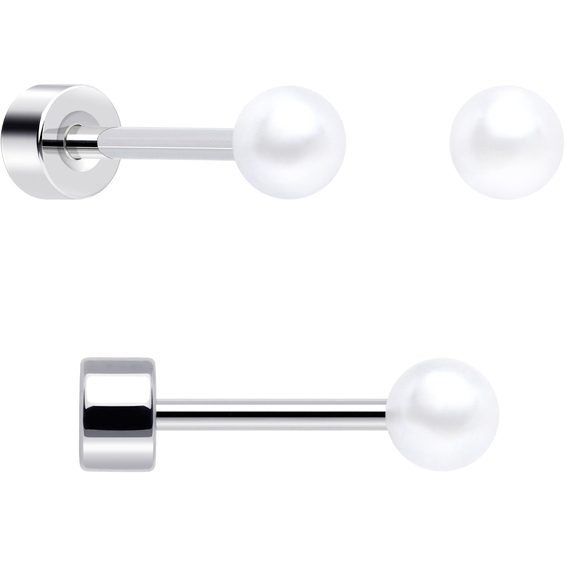 20G Clear Gem White Orb Butterfly Flatback Earring Set of 6 BodyCandy