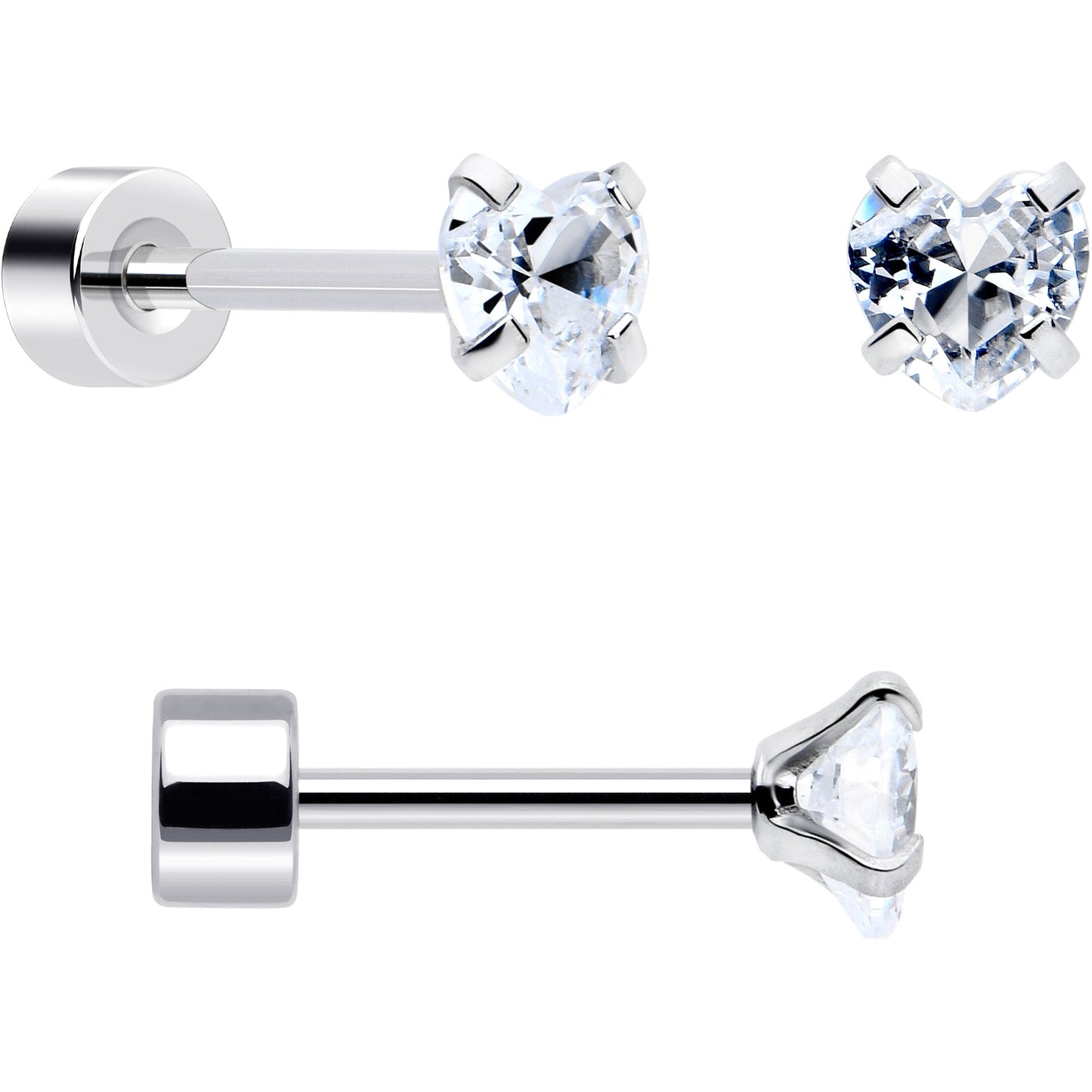 20G Clear Gem White Orb Butterfly Flatback Earring Set of 6 BodyCandy