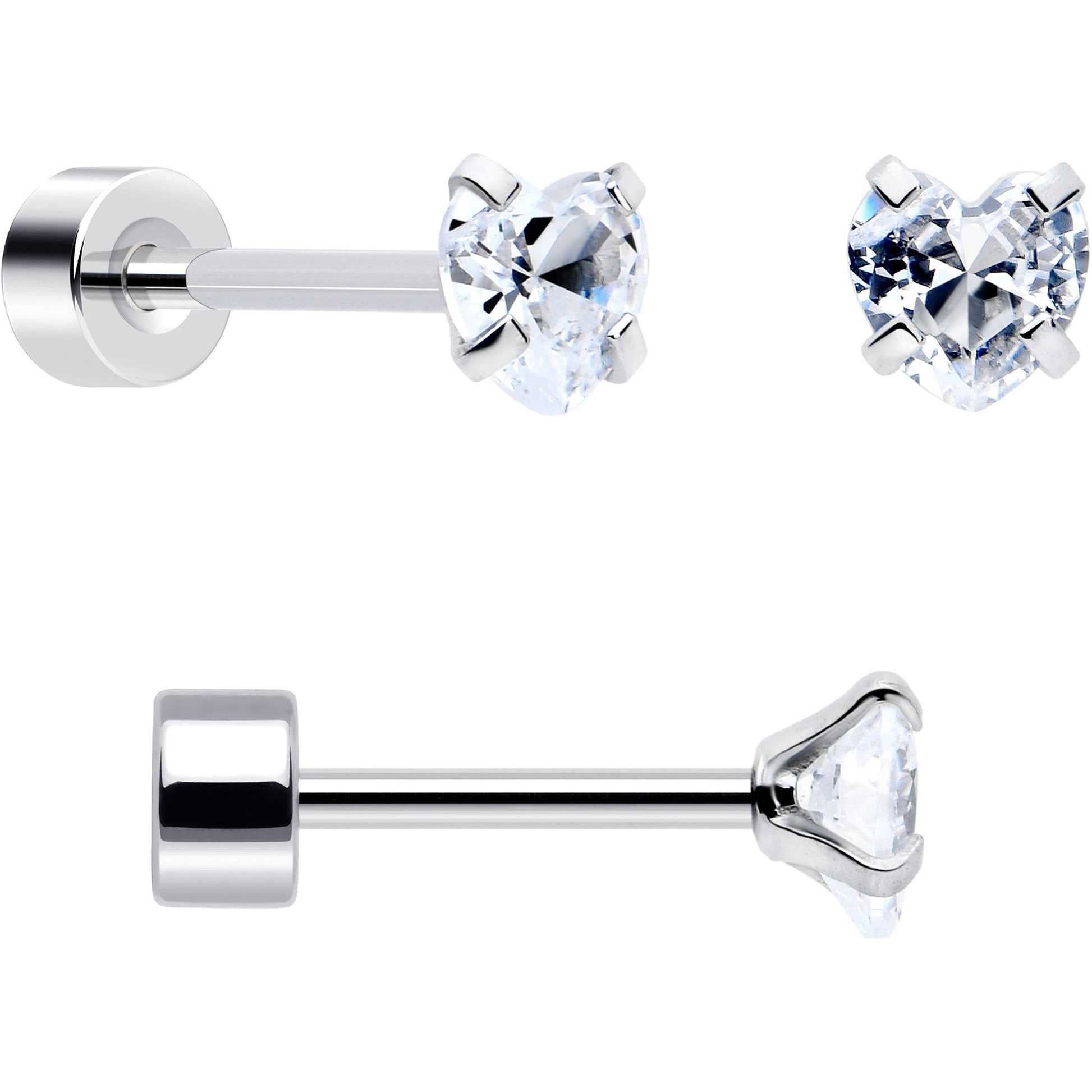 20G Clear Gem White Orb Butterfly Flatback Earring Set of 6 BodyCandy