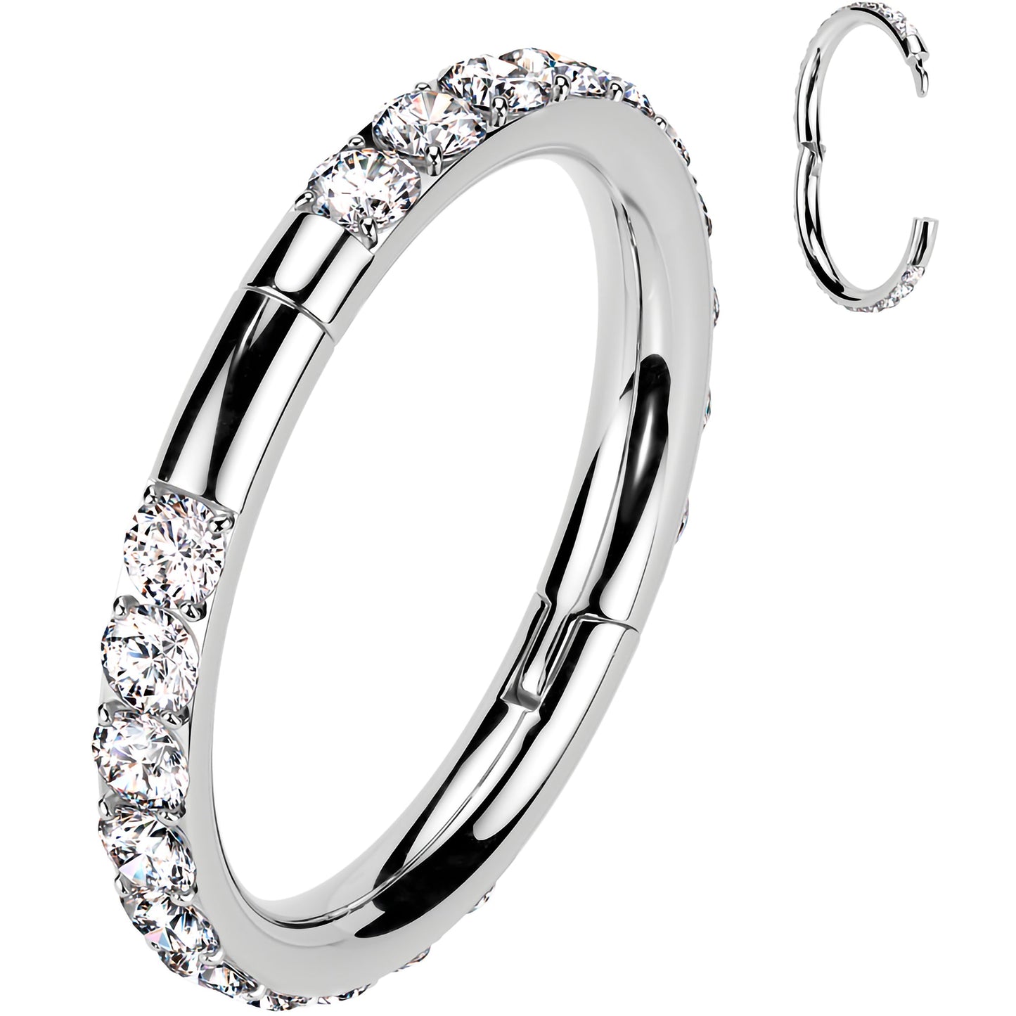 Implant Grade Titanium Forward CZ Double Sided Hoop Segment Ring BodyCandy