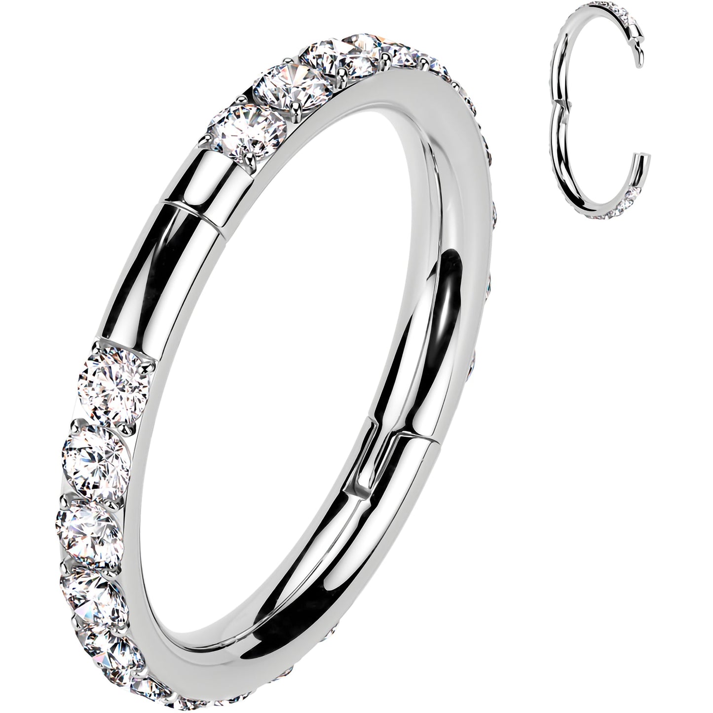Implant Grade Titanium Forward CZ Double Sided Hoop Segment Ring BodyCandy