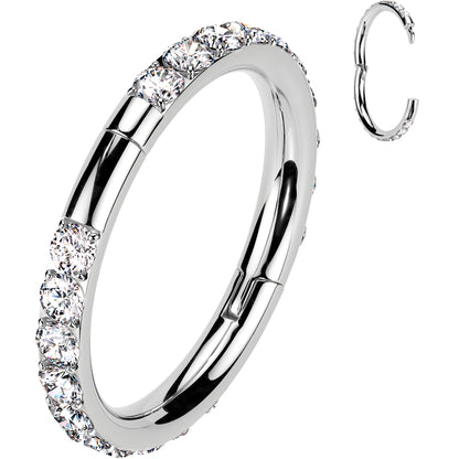 Implant Grade Titanium Forward CZ Double Sided Hoop Segment Ring BodyCandy