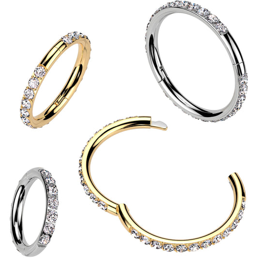 Implant Grade Titanium Forward CZ Double Sided Hoop Segment Ring BodyCandy