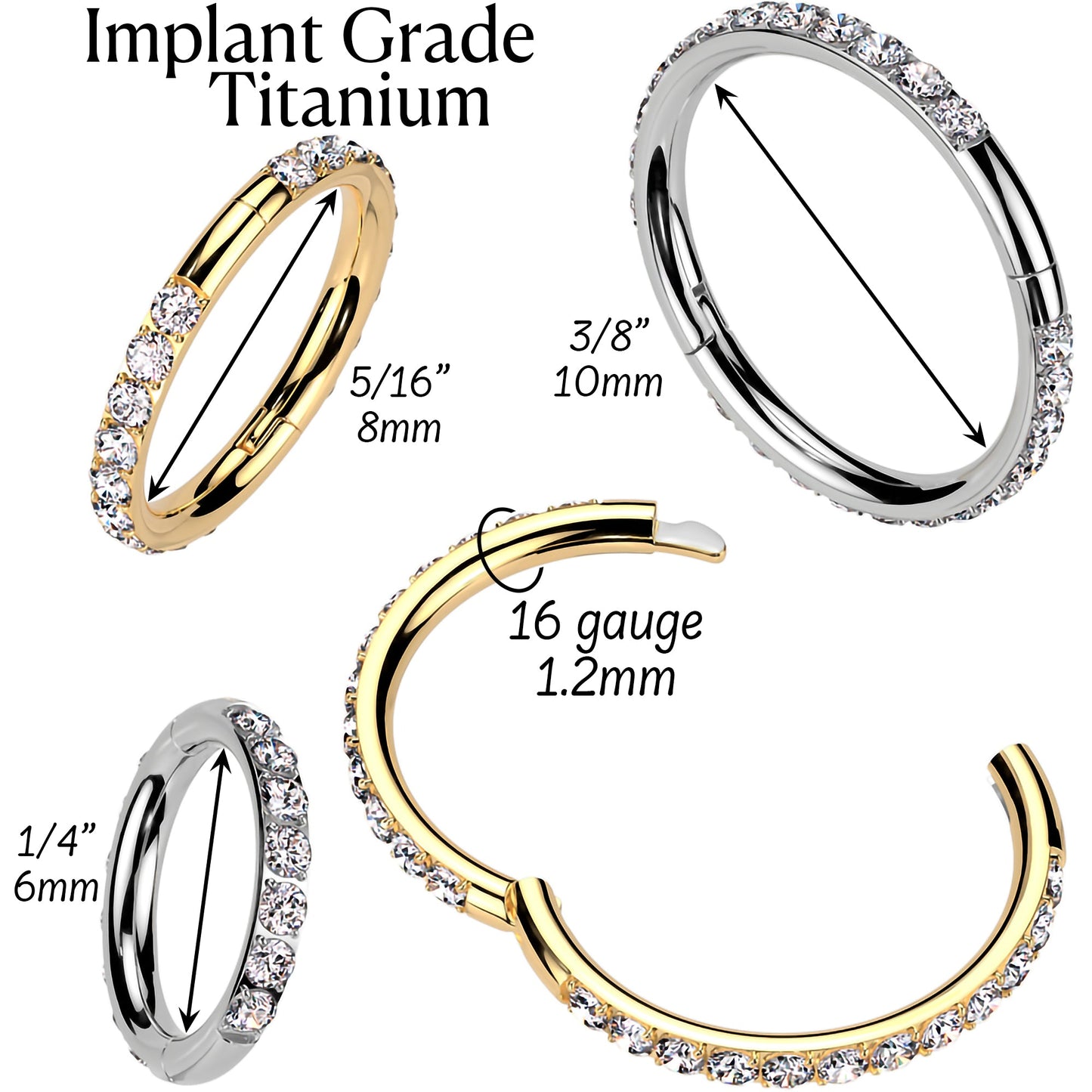 Implant Grade Titanium Forward CZ Double Sided Hoop Segment Ring BodyCandy