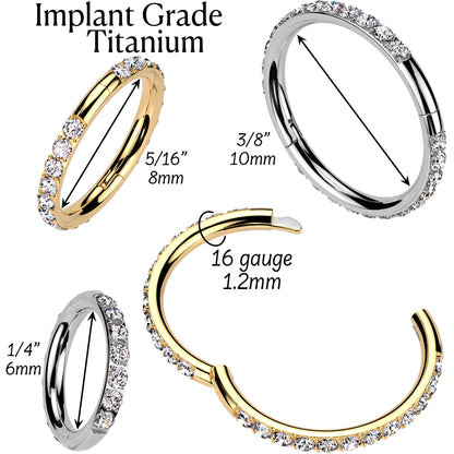 Implant Grade Titanium Forward CZ Double Sided Hoop Segment Ring BodyCandy