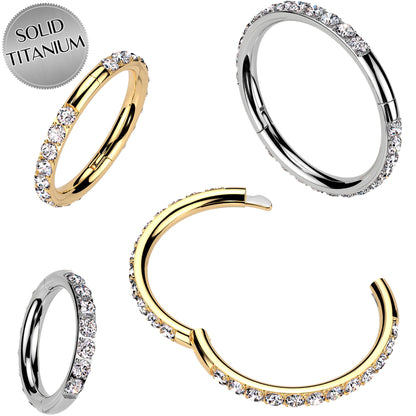 Implant Grade Titanium Forward CZ Double Sided Hoop Segment Ring BodyCandy
