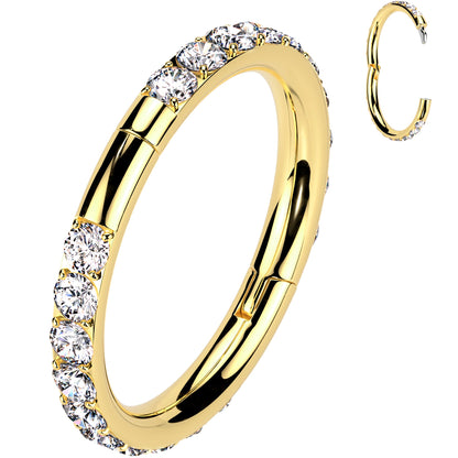 Implant Grade Titanium Forward CZ Double Sided Hoop Segment Ring BodyCandy