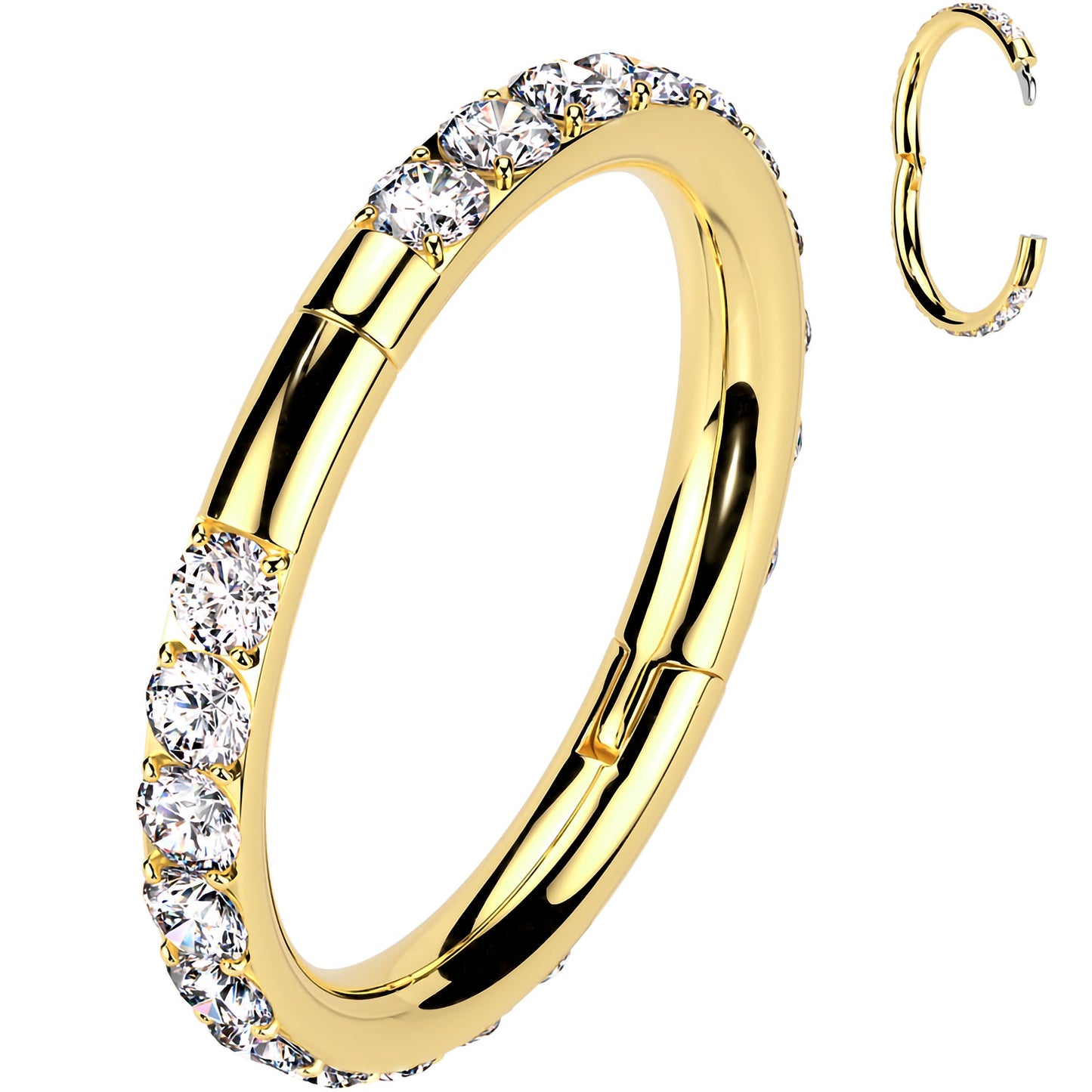 Implant Grade Titanium Forward CZ Double Sided Hoop Segment Ring BodyCandy