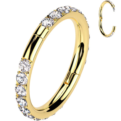Implant Grade Titanium Forward CZ Double Sided Hoop Segment Ring BodyCandy