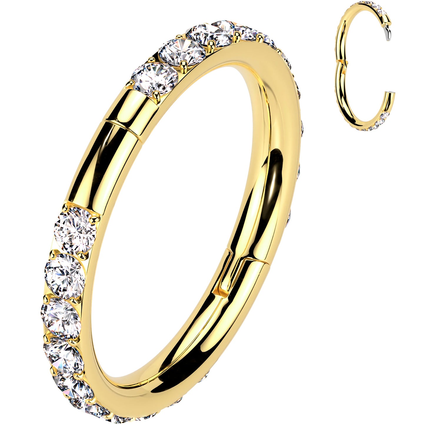 Implant Grade Titanium Forward CZ Double Sided Hoop Segment Ring BodyCandy
