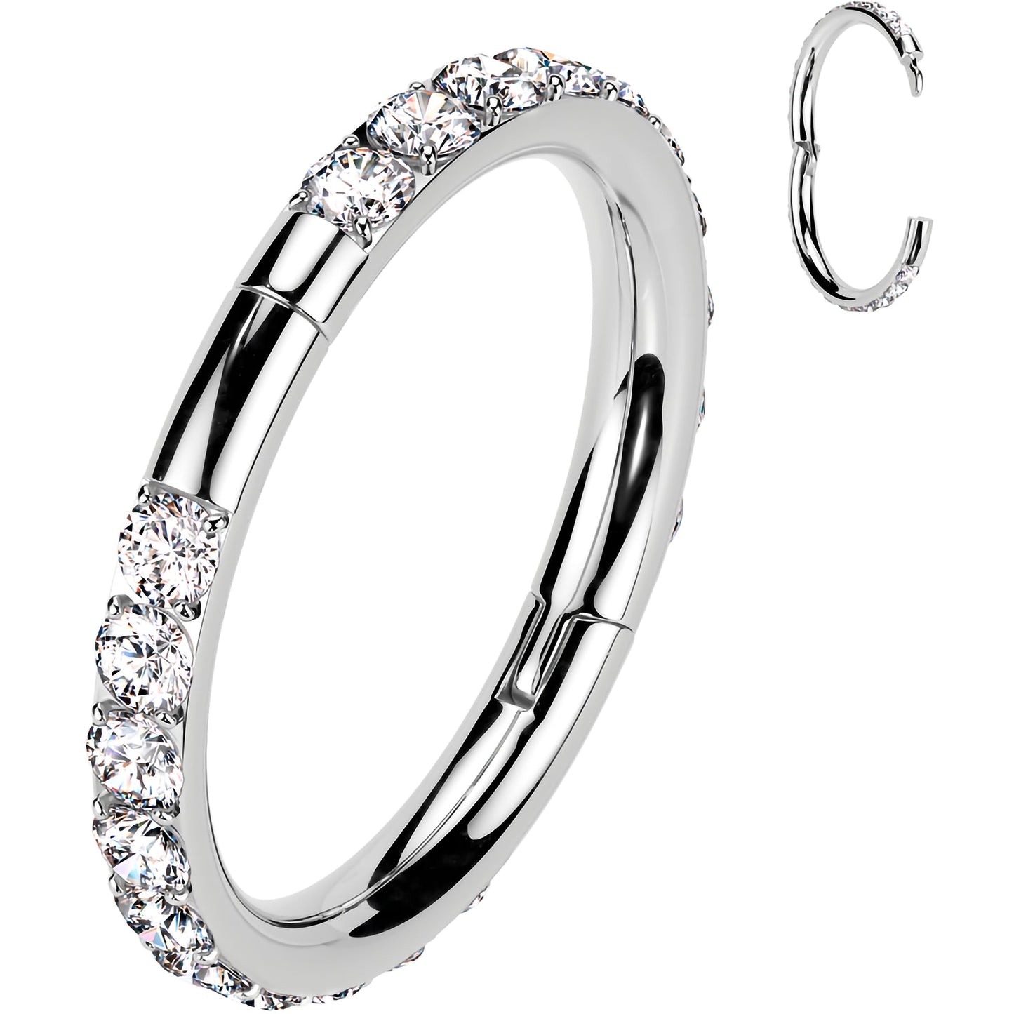 Implant Grade Titanium Forward CZ Double Sided Hoop Segment Ring BodyCandy