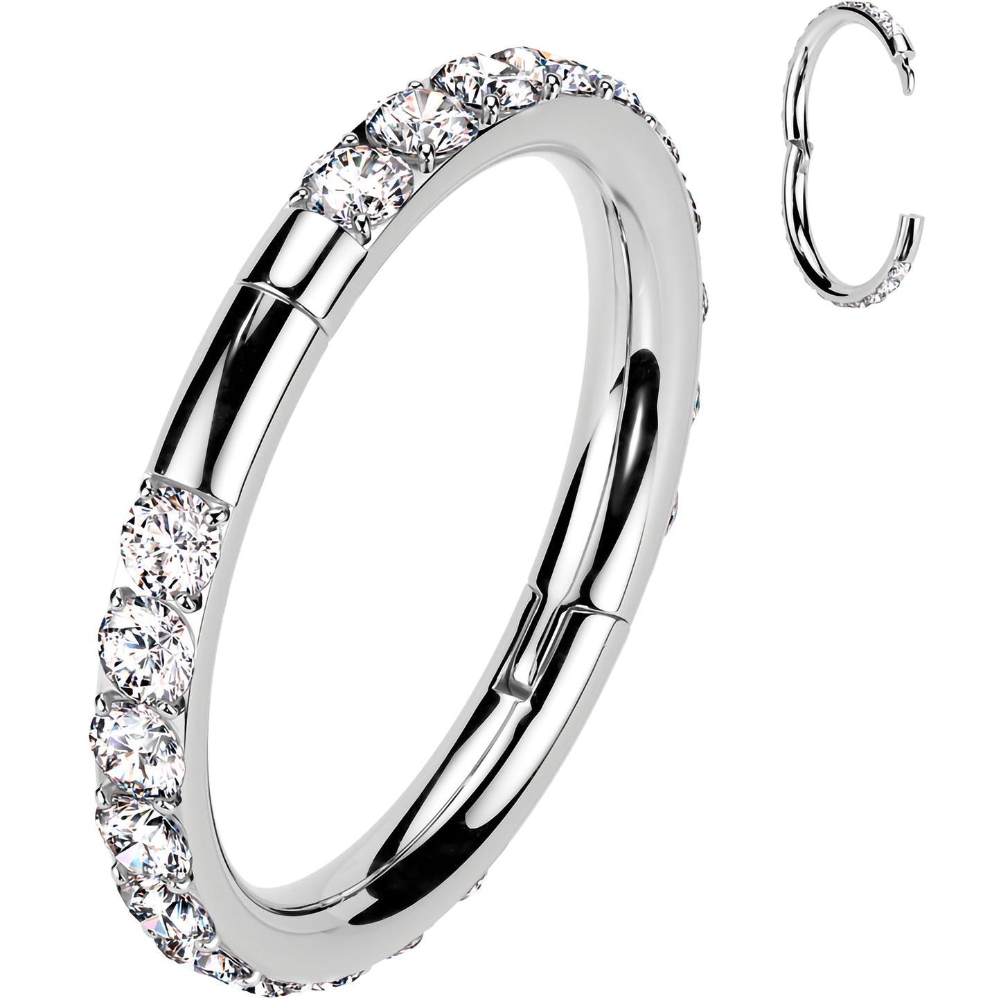 Implant Grade Titanium Forward CZ Double Sided Hoop Segment Ring BodyCandy